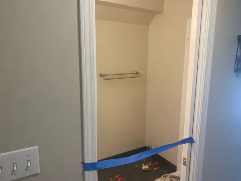 Bathroom stripped back during renovation in Surrey