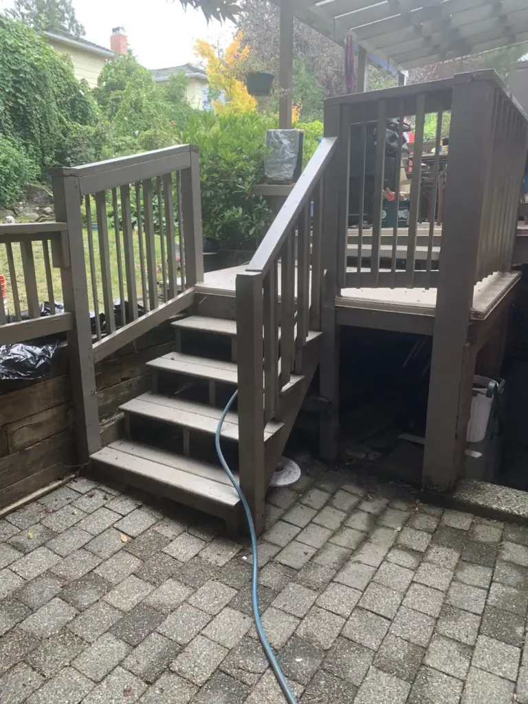 Old back deck and stairs before replacement
