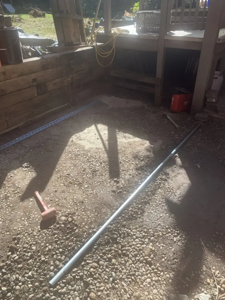 Paver area excavated and leveled for a new base