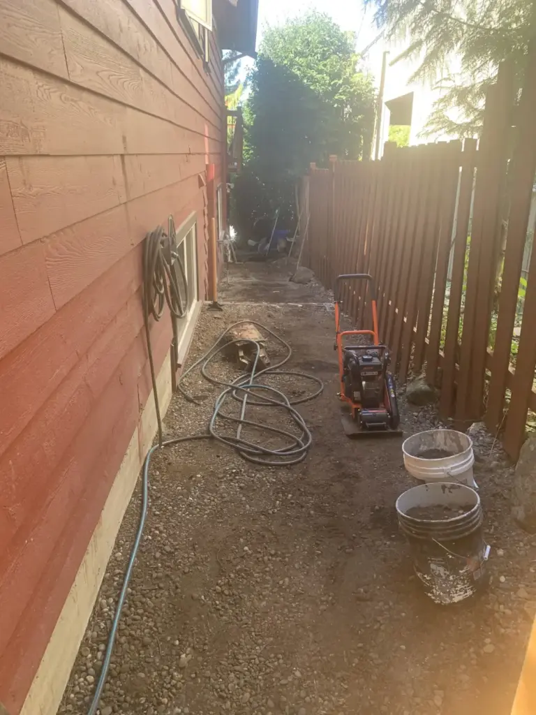 Side yard graded and ready for compaction